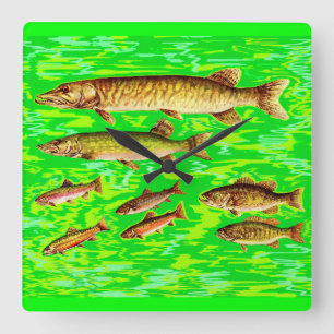 too many fish in the sea quadratische wanduhr
