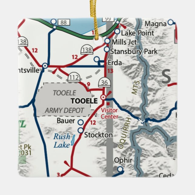 Tooele Utah Karte Keramikornament (Vorderseite)