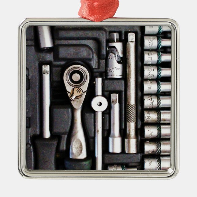Toolbox Handyman Tools Silbernes Ornament (Vorne)