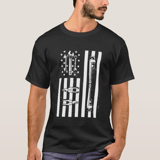Tools American Flag for Mechanics T-Shirt (Vorderseite)