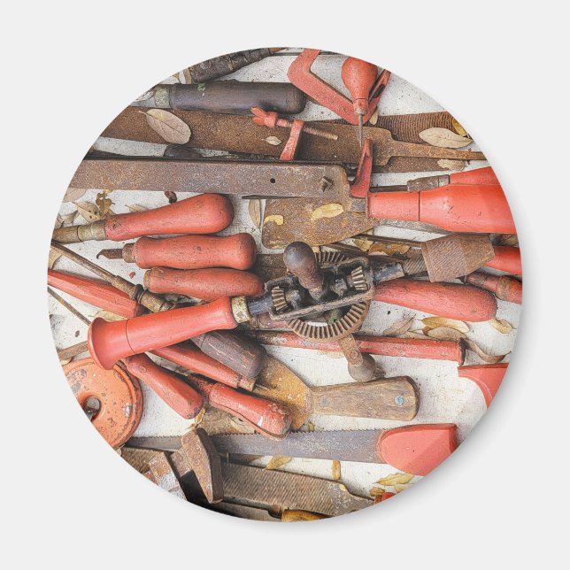 Tools Antiquitätenwerkzeug Rustikal Roter Mann Magnet (Vorne)