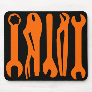 Tools - Orange auf Schwarz Mousepad