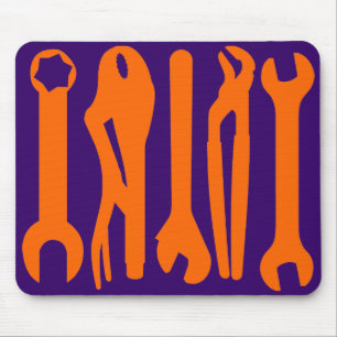 Tools - Orange on Deep Lila Mousepad