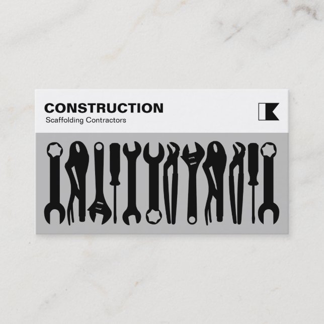 Tools - Schwarz auf Grau c1c1c1 Visitenkarte (Vorderseite)
