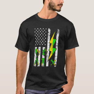 Tools USA Flag Electrician Patriotic Lineman 4. J T-Shirt
