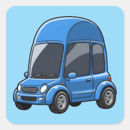 Toon-Auto mit geschwungenen Dachlinien Quadratischer Aufkleber