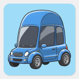 Toon-Auto mit geschwungenen Dachlinien Quadratischer Aufkleber