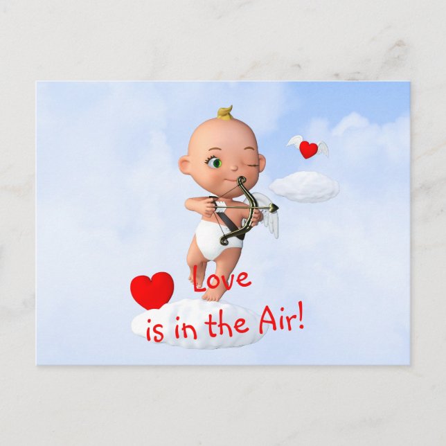 Toon Baby Cupid Flug mit Bow und Arrow Postkarte (Vorderseite)
