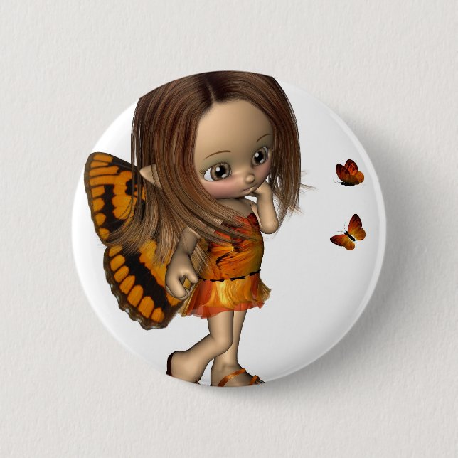 Toon Butterfly Fairy - Orange Button (Vorderseite)
