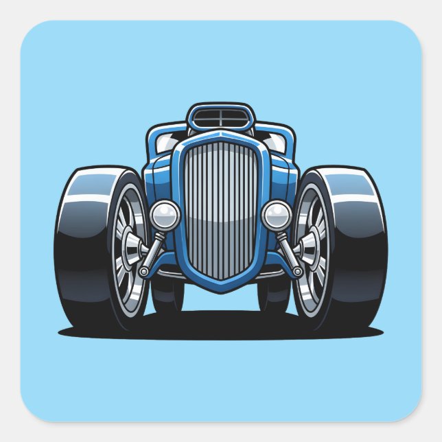 Toon Hotrod Art  Quadratischer Aufkleber (Vorderseite)