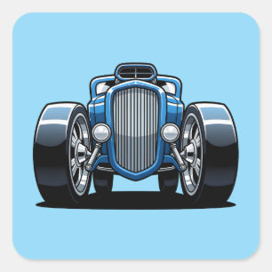 Toon Hotrod Kunst Quadratischer Aufkleber