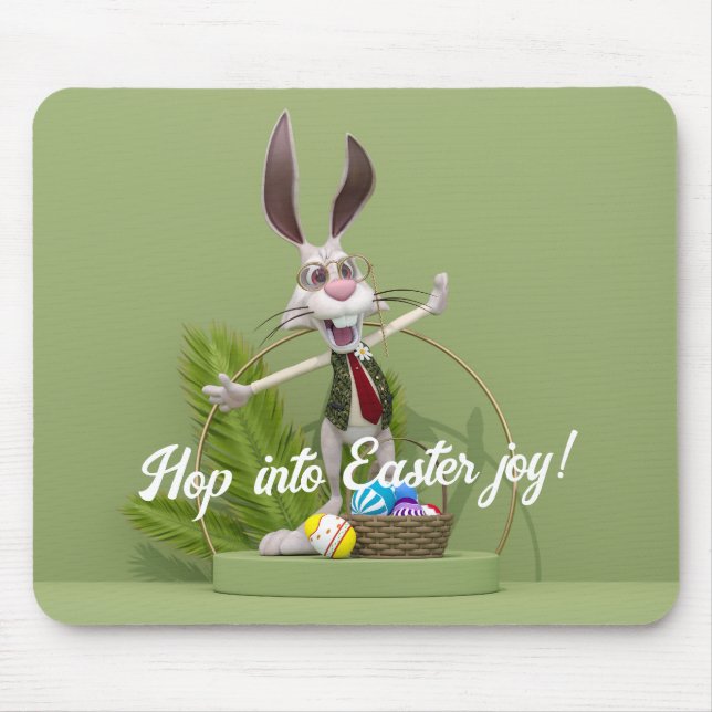 Toon Rabbit Stehend in der Nähe von Ostereiern Mousepad (Vorne)
