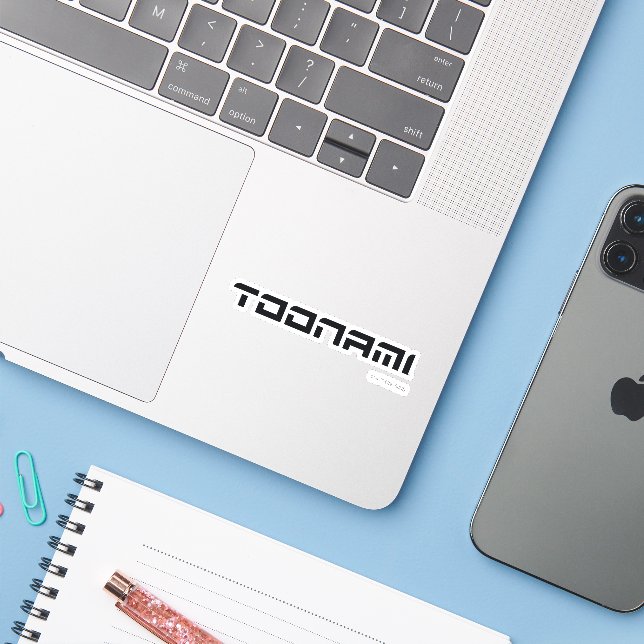 Toonami Futuristic Schriftart Logo Aufkleber (Laptop mit iPhone)