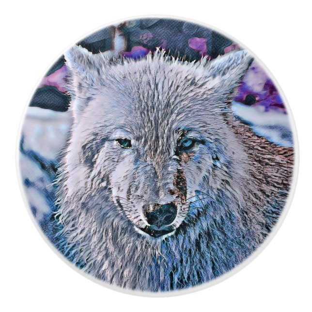 Toony Wolf blau Keramikknauf (Vorderseite)