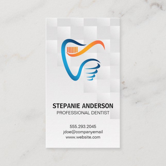Tooth Brush and Tooth Logo | Dental Visitenkarte (Vorderseite)
