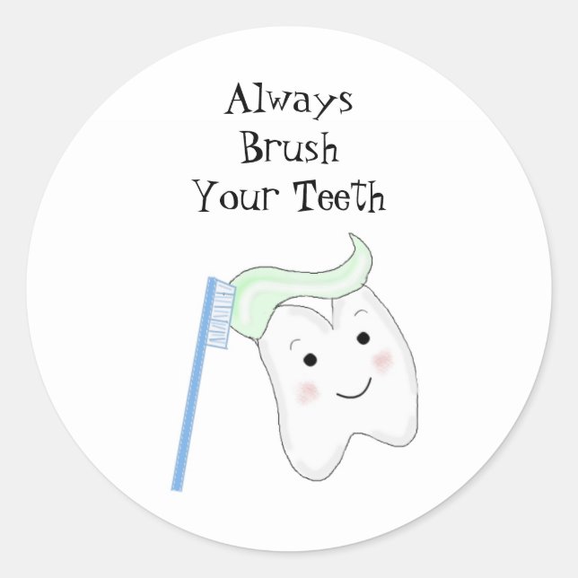 Tooth Brushing Dental Erinnerung Runder Aufkleber (Vorderseite)