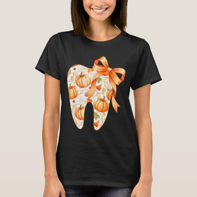 Tooth Coquette Bow Dentist Thanksgiving Dental Ist T-Shirt (Vorderseite)