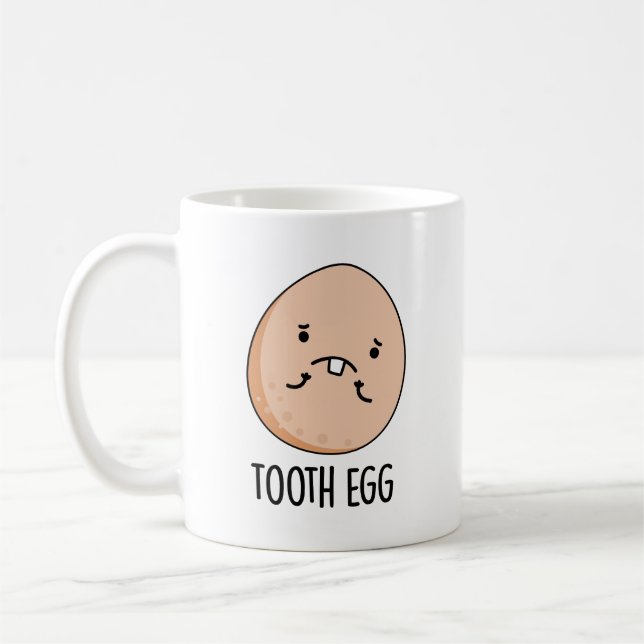Tooth Egg Funny Dental Toothache Puff Kaffeetasse (Links)