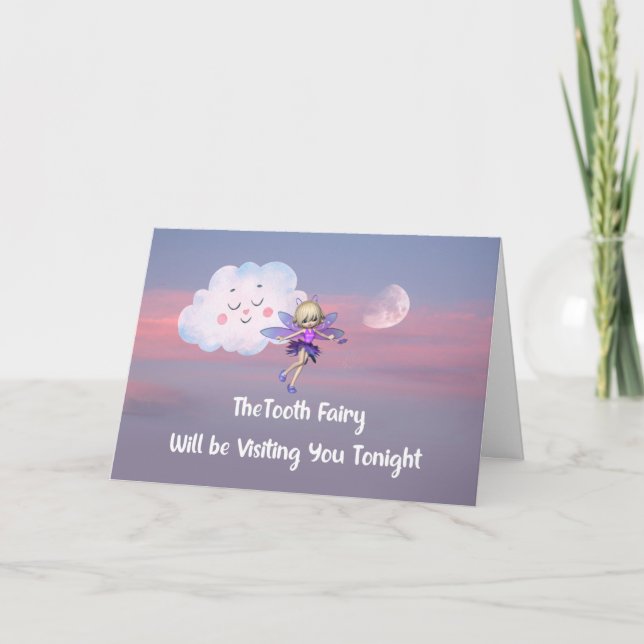 Tooth Fairy besucht junges Kind Karte (Vorderseite)