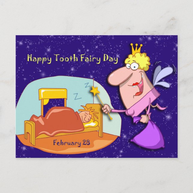 Tooth Fairy Day 28. Februar Postkarte (Vorderseite)