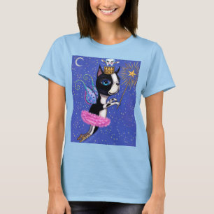 Tooth Fairy Dog Boston Terrier Pink Tutu Crown T-Shirt