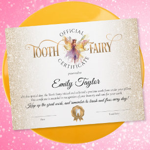 Tooth Fairy First Tooth Certificate