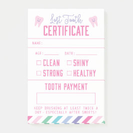 Tooth Fairy Keepake Certificate Girl Post-it Klebezettel