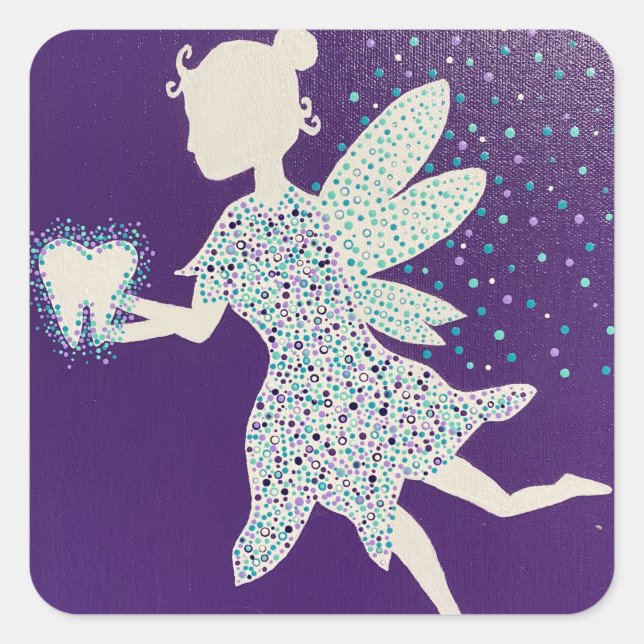 Tooth Fairy Organisator Quadratischer Aufkleber (Vorderseite)