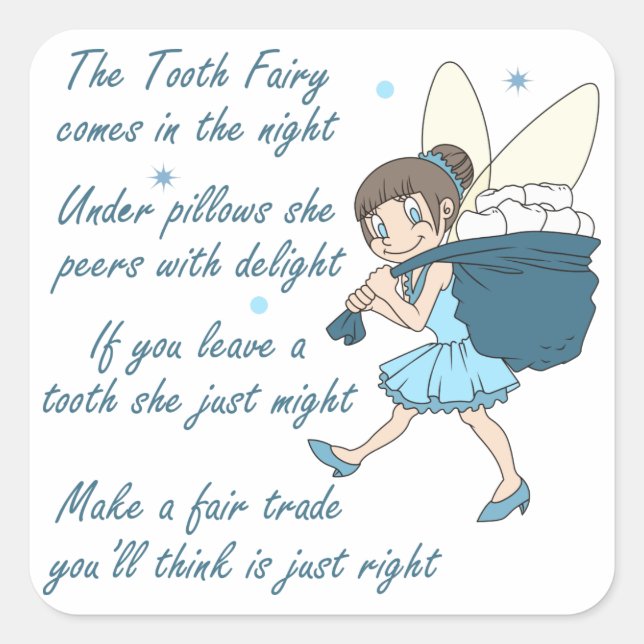 Tooth Fairy Quadratischer Aufkleber (Vorderseite)