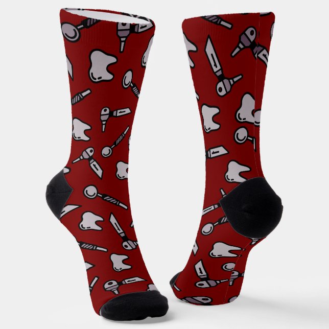 Tooth sei gesagt | Burgundy Dental Crew Socks Socken (Gewinkelt)