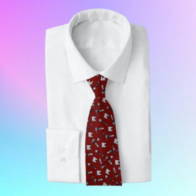 Tooth sei gesagt | Burgundy Dental Necktie Krawatte (Von Creator hochgeladen)