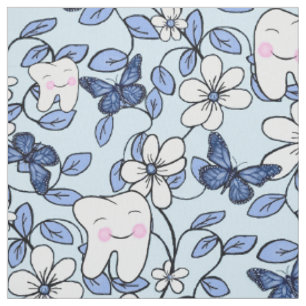 Tooth Toile / Zahnfloral in der Blues Stoff