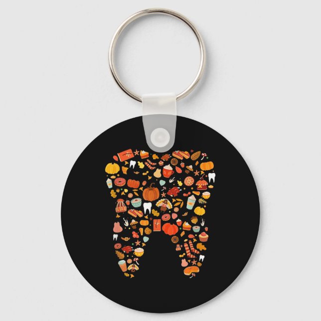 Tooth Zähne glücklichen Fall Y'all Zahnarzt Danke Schlüsselanhänger (Vorderseite)