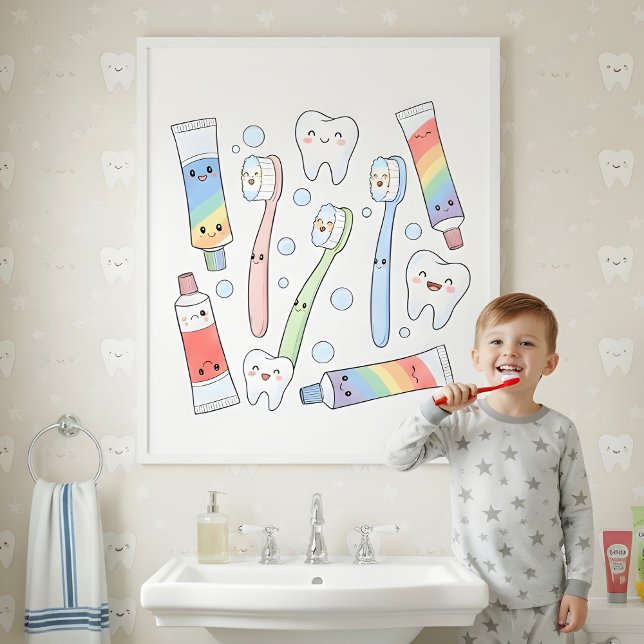 Toothbrush Party Kids Bathroom Wall Art Poster (Von Creator hochgeladen)