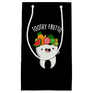 Toothy Fruity Funny Dental Puns Dark BG Kleine Geschenktüte