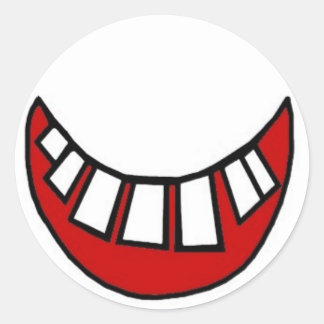 Toothy lächelt rot mit Kontur Runder Aufkleber