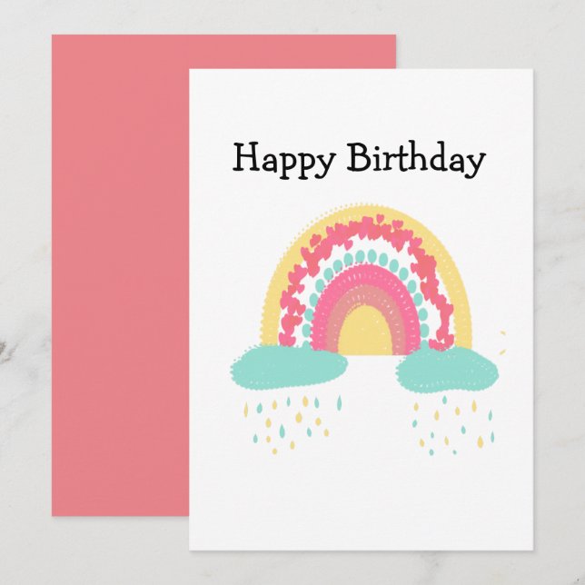 Tootsie Fruity Rainbow Happy Birthday Einladung (Vorne/Hinten)