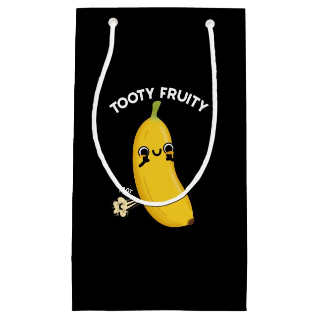 Tooty Fruity Funny Banana Frucht Pun Dark BG Kleine Geschenktüte (Vorderseite)