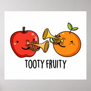 Tooty Fruity Funny Fruit Musician Puff Poster