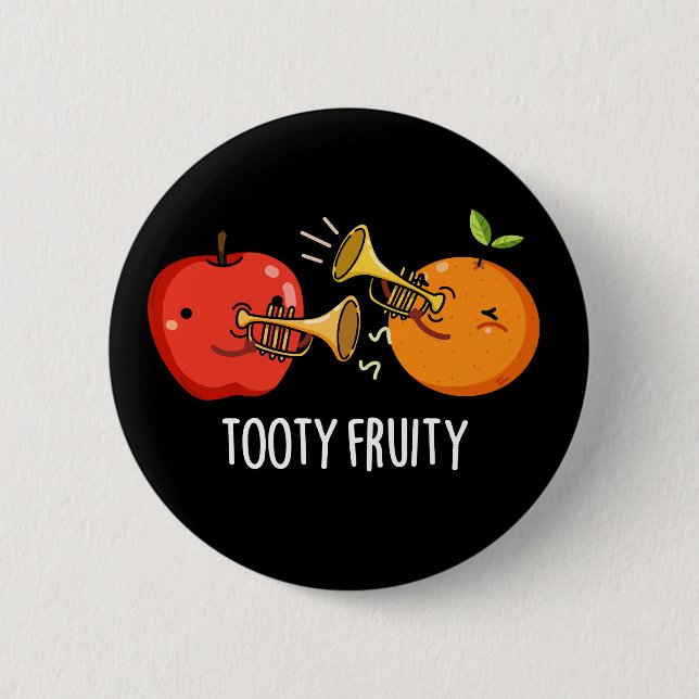 Tooty Fruity Funny Fruit Musiker Puck Dark BG Button (Vorderseite)