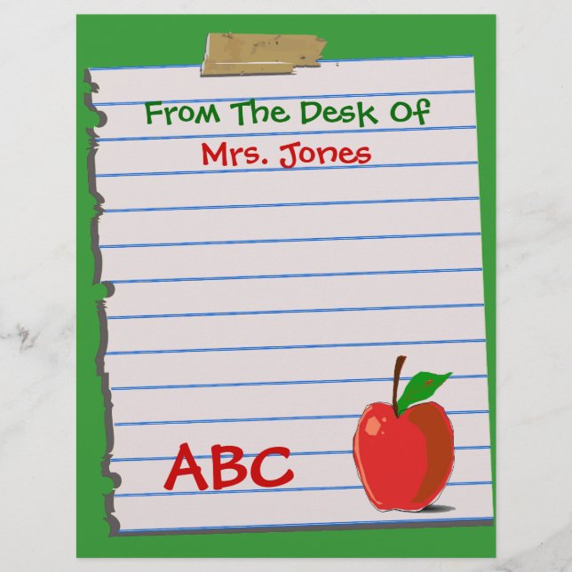 Top 10 Award ! Papier en-tête de l'enseignant (Devant)