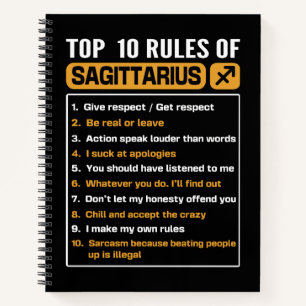 Top 10 Regeln von Sagittarius, Sagittarius Traits  Notizbuch
