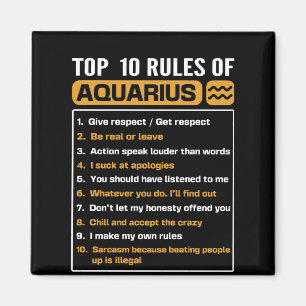 Top 10 rules of Aquarius, Funny Aquarius 10 Rules Magnet