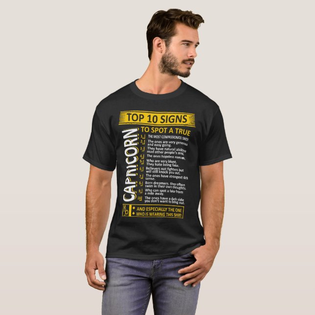Top 10 Zeichen, wahres Steinbock-Tierkreis-T-Shirt (Vorne ganz)