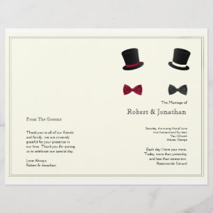 Top Chapeaux et Bow Cravates programme de mariage