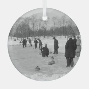 TOP Curling Vieux Ornement en verre de l'école