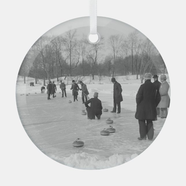 TOP Curling Vieux Ornement en verre de l'école (Recto)