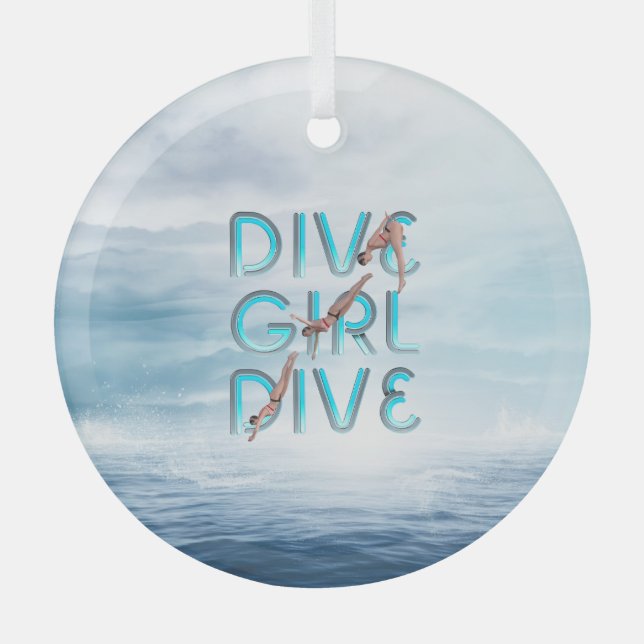 TOP Dive Girl Dive Glass Ornament (Vorderseite)