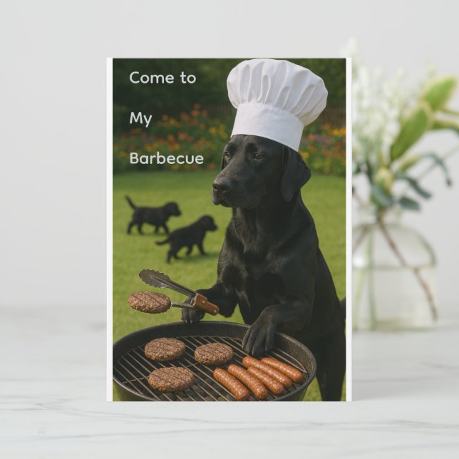 Top Dog on the Grill Backyard Barbecue  Einladung (Stehend Vorderseite)