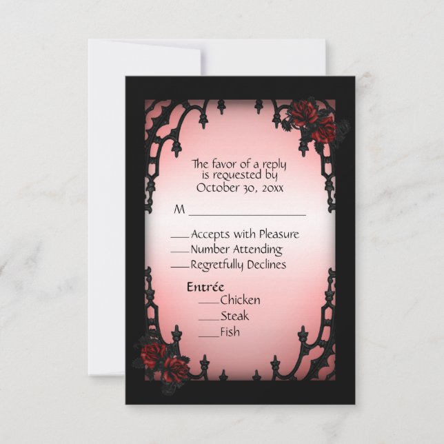 Top droit Rose gothique RSVP avec choix de menu (Devant)